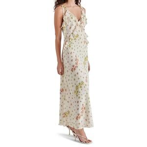 Steve Madden Adalia Floral V Neck Sleeveless Ruffle Maxi Dress